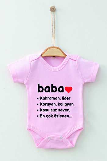 ADABEBEK 100% Cotton Organic Baba Patterned Short Sleeve Bodysuit Baby Bodysuit