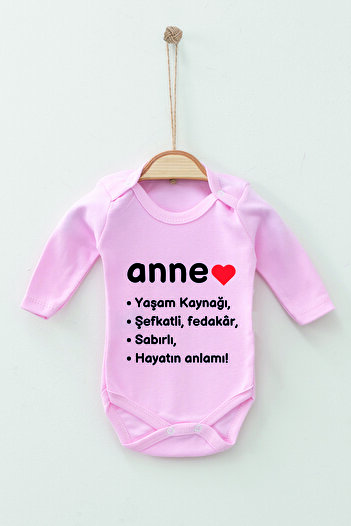 ADABEBEK 100% Cotton Organic Mother Patterned Long Sleeve Bodysuit Baby Bodysuit