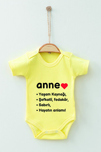 ADABEBEK 100% Cotton Organic Mother Patterned Short Sleeve Bodysuit Baby Bodysuit