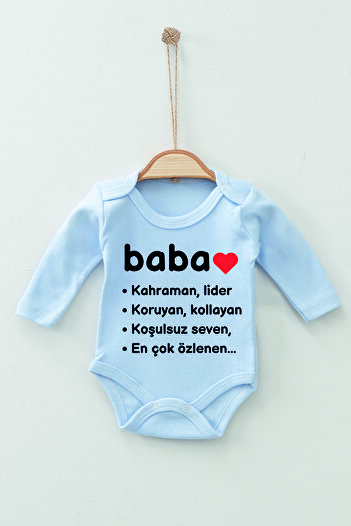 ADABEBEK 100% Cotton Organic Baba Patterned Long Sleeve Bodysuit Baby Bodysuit