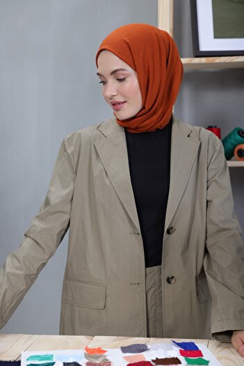 Modakaşmir Cosy Cotton Serisi Şal Koyu Kiremit