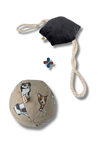 UTDpet Hoppie Sound Ball Dog Toy + Hexie Traction Bone Dog Toy