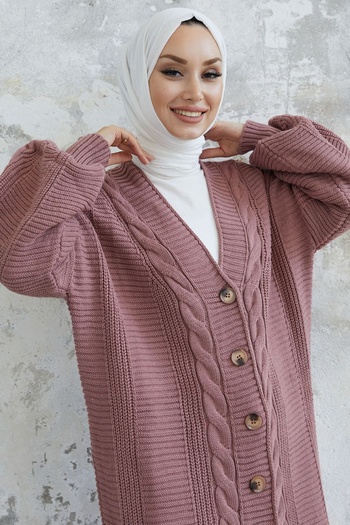 InStyle Evia Buttoned Knitwear Cardigan - Dusty Rose