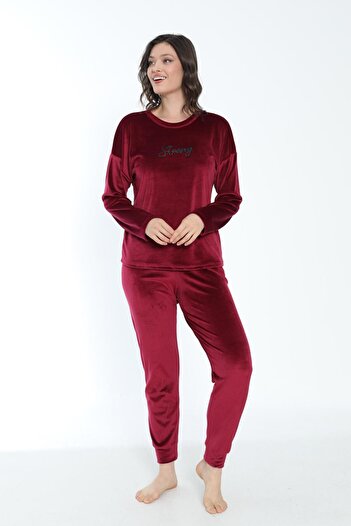 Estiva Women's Winter Soft Velvet Pajama Set - Strong Written