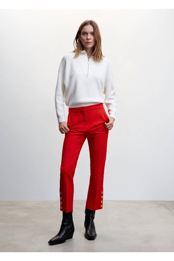 MANGO Woman Straight Cut Buttoned Trousers