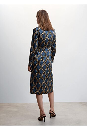 MANGO Woman Zincir Desenli Midi Elbise