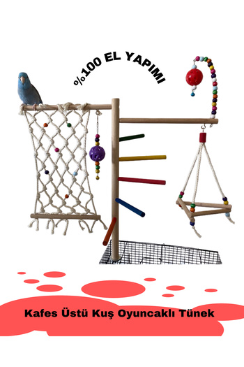 ADAPATİ PET Cage Top Game Perch with Bird Toy
