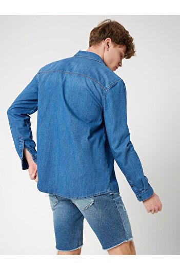 Loft Erkek Gömlek Mavi Denim LF2032756