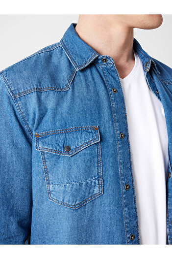Loft Erkek Gömlek Mavi Denim LF2032756