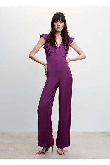 MANGO Woman Open Back Flounce Jumpsuit