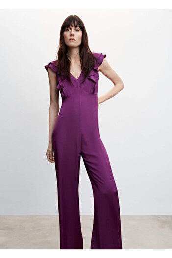 MANGO Woman Open Back Flounce Jumpsuit