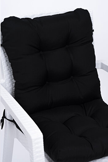 ALTINPAMUK Neva Pofidik Black Backrest Chair Cushion with Special Stitched Laces, 44X88 cm