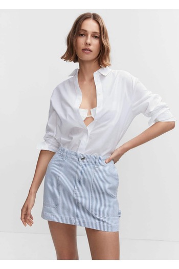 MANGO Woman Fustă mini denim cu dungi