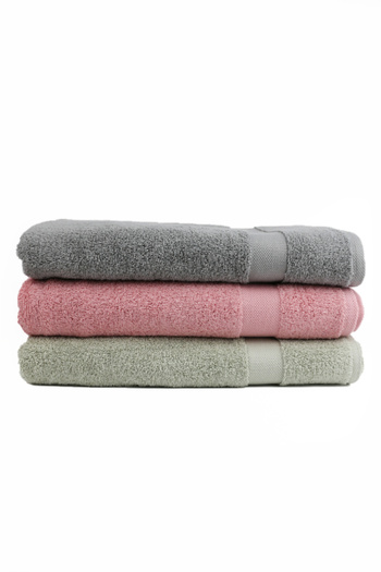 Taka Fabrics Хвиля 100% бавовна Рушник для рук, обличчя, гостей 3 штуки Розмір 70x140 см Набір зелений-рожевий-сірий