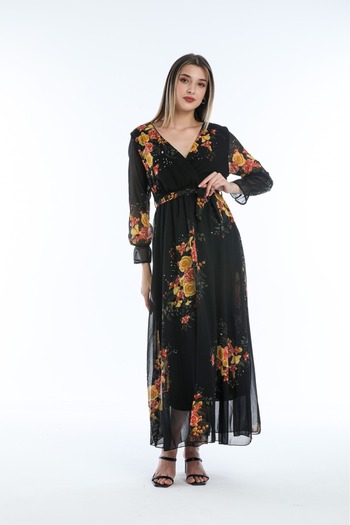 Apple Cix Floral Patterned Chiffon Dress