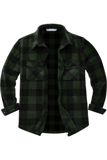 GHASSY CO. Men's Lumberjack Buttoned Four Pocket Outdoor Shirt Collar Fleece Jacket