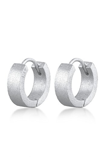 KUZZOI Ohrringe Herren Creolen Gebürstet 925 Sterling Silber