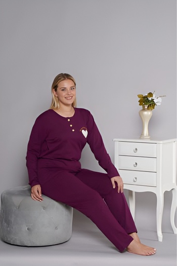 Pyjama Familya Women's Plus Size Thin Long Sleeve Pajama Set