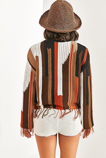 Bianco Lucci Damski sweter z dzianiny we wzory