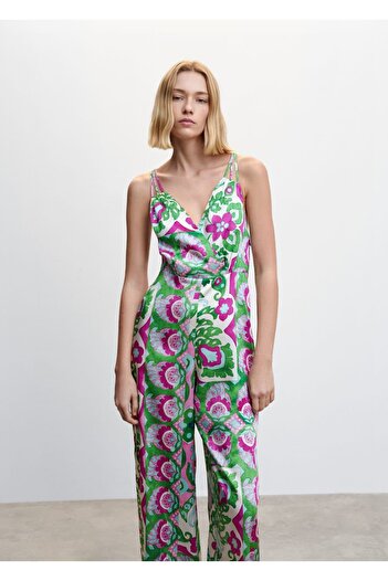MANGO Woman Cross Back Satin Jumpsuit