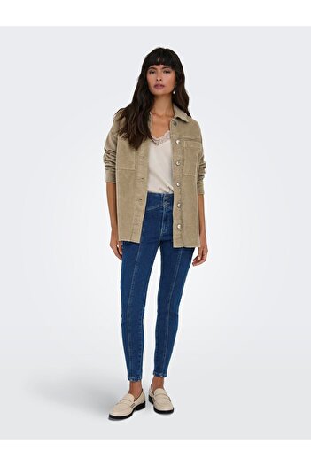 ONLY Women's Brown Jacket with Pockets and Buttons - 15298655
