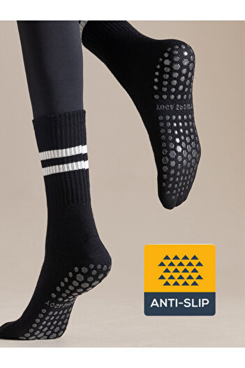 XTR Fitness - Professional Non-Slip Sole Black Socks for Yoga and Pilates