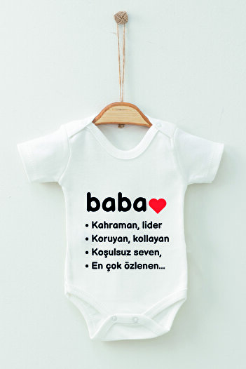 ADABEBEK 100% Cotton Organic Baba Patterned Short Sleeve Bodysuit Baby Bodysuit