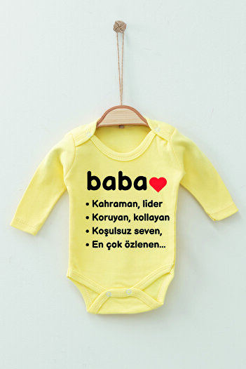 ADABEBEK 100% Cotton Organic Baba Patterned Long Sleeve Bodysuit Baby Bodysuit