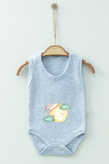 ADABEBEK 100% Cotton Organic Moon Strappy Bodysuit Baby Bodysuit