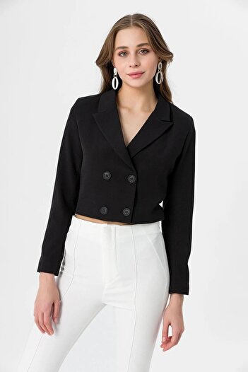 soi fashion Double Breasted Crop Blazer Jacket