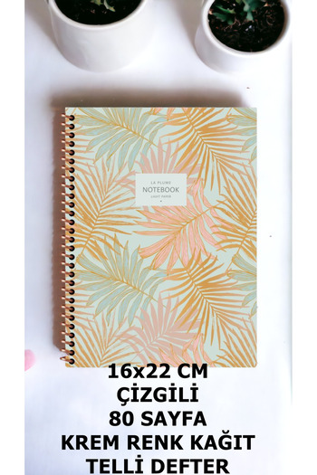 KESKİN COLOR STRIPED 16X22 CM 80 SHEETS CARTON COVER WIRE NOTEBOOK CREAM COLOR PAPERS LA PLUME LIGHTNED NOTEBOOK