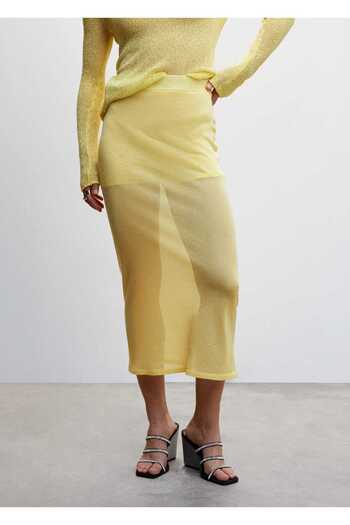 MANGO Woman Semi-Transparent Knitwear Skirt