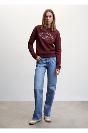 MANGO Woman Text Embroidered Sweatshirt