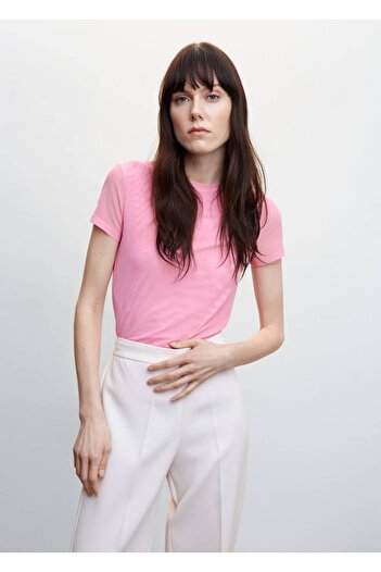 MANGO Woman Ημιδιάφανο T-Shirt