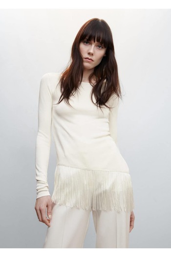 MANGO Woman Skirt Tasseled Sweater