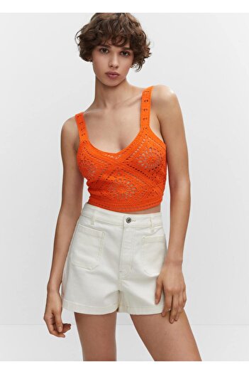 MANGO Woman Crochet Cropped Blouse