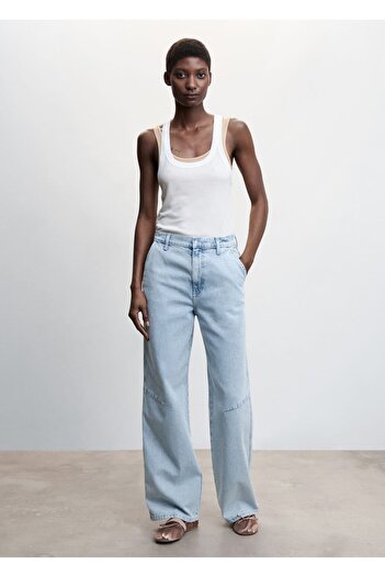 MANGO Woman Wideleg Mid Waist Jeans