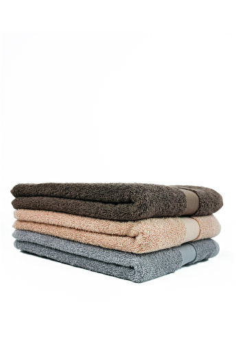 Taka Fabrics Хвиля 100% бавовна Рушник для рук, обличчя, гостей 3 штуки Розмір 50x80 см Набір Кофейний-бежевий-сірий