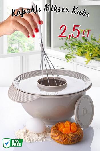 Nandy Home Splash-Proof Mixer with Lid - Blender Container - Bowl 2.5 Liters STONE GRAY