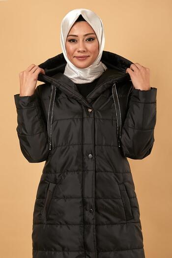 Modamihram Prošívaný kabát s kapucí Puffer Black 12266