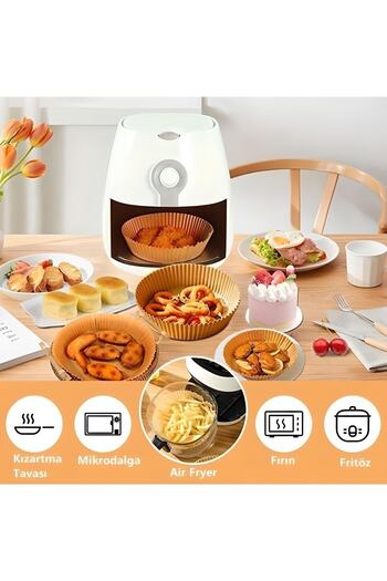MUTLUHOME Fritöz Pişirme Kağıdı - Air Fryer Liners Hava Fritözü Xiaomi Philips Yağsız Tefal Kumtel Mı 50 Adet