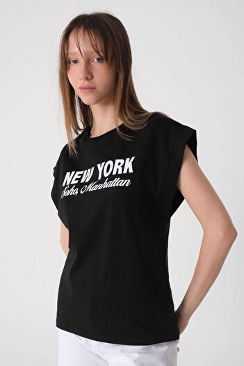 Addax Crew Neck New York Printed T-shirt P10055-t5
