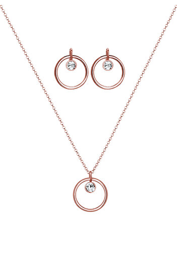ELLI Schmuckset Kreis Geo Kristalle 925 Silber Tondo