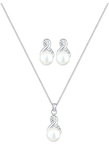 ELLI Schmuckset Infinity Perlen Kristal 925 Gümüş