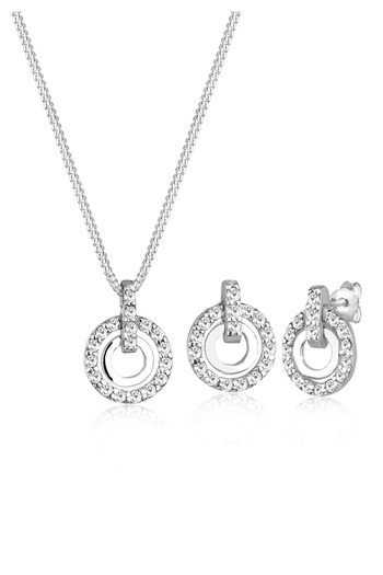 ELLI Schmuckset 925 Ayar Gümüş Kreis Kristal