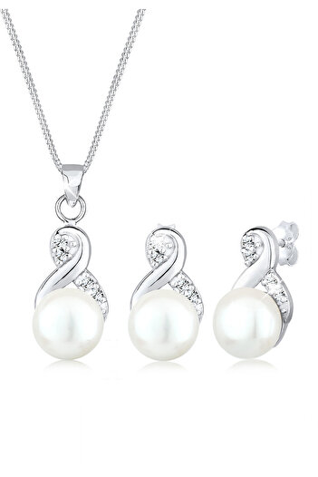 ELLI Schmuckset Infinity Perlen Kristal 925 Gümüş