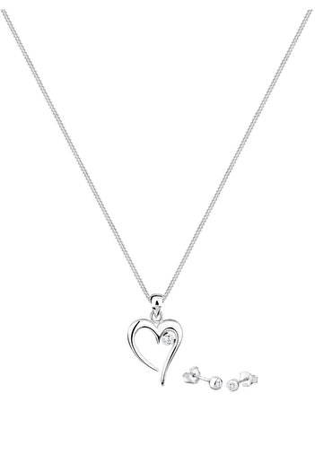 ELLI Schmuckset Herz Solitär Zirkonia In Love 925 Sterling Silber