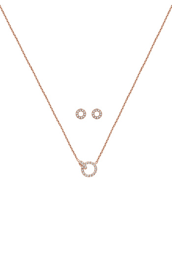ELLI Schmuckset Kette Stecker Geo Kristalle 925 Silber
