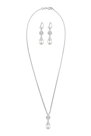ELLI Schmuckset Perle Kristalle 925 Silber