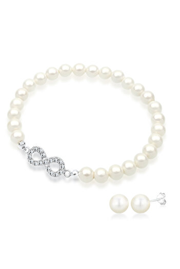ELLI Schmuckset Infinity Perle Basic Kristal